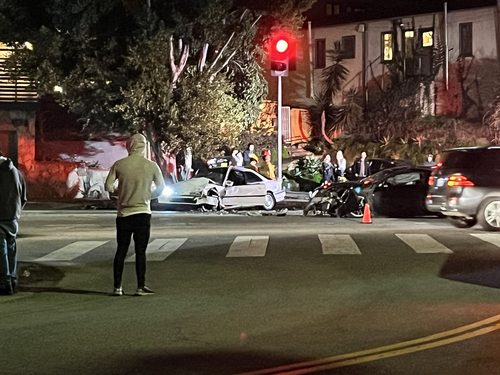 police car flashing lights night