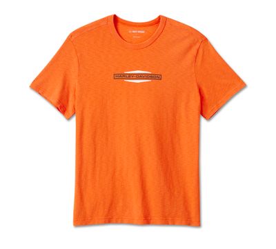 Męska Koszulka Harley-Davidson Pomarańczowa Stacked Bar & Shield Slub Tee