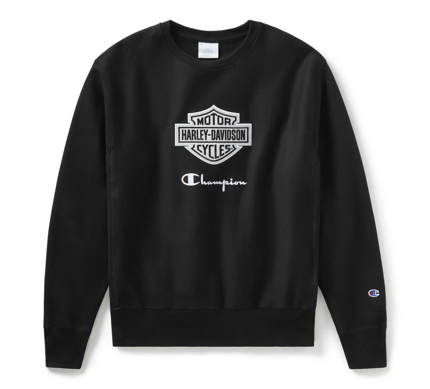 Champion x Harley-Davidson Fanatic Bluza z Okrągłym Dekoltem - Czarno-Srebrna Champion
