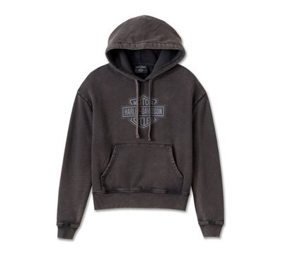 Damska bluza z kapturem w rozmiarze oversize, w stylu "noszonym" Bar & Shield - Harley Ciemno-Szara