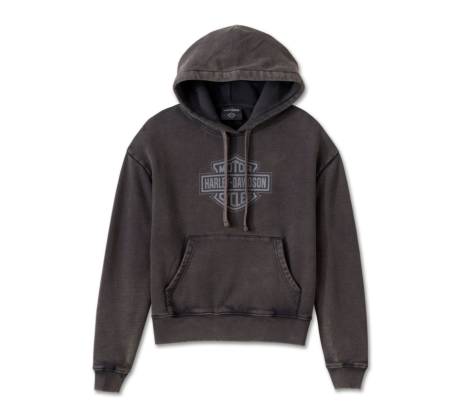 Damska bluza z kapturem w rozmiarze oversize, w stylu "noszonym" Bar & Shield - Harley Ciemno-Szara