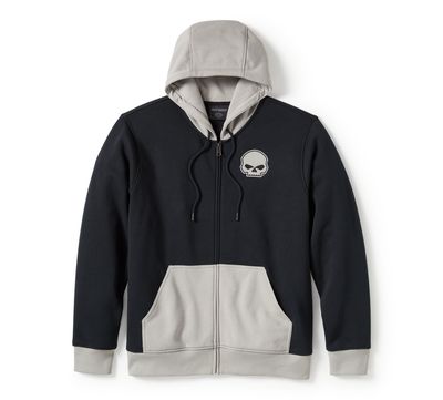 Męska bluza z kapturem Willie G Skull Colorblock z zamkiem błyskawicznym z przodu