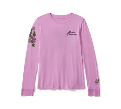 Damska bluzka z długim rękawem i diamencikami - Rose & Thorn Bling - Orchidea