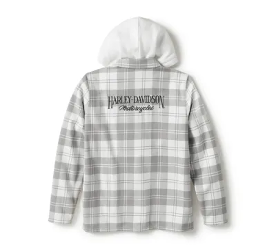 Damska kurtka z kapturem Heritage Plaid - Cloud Dancer & Ghost Gray
