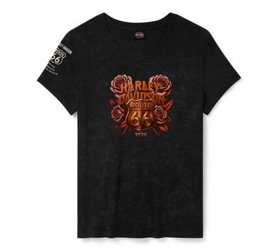 Damski T-shirt Harley-Davidson z dekoltem V - H-D Route 66 Foil Legendary